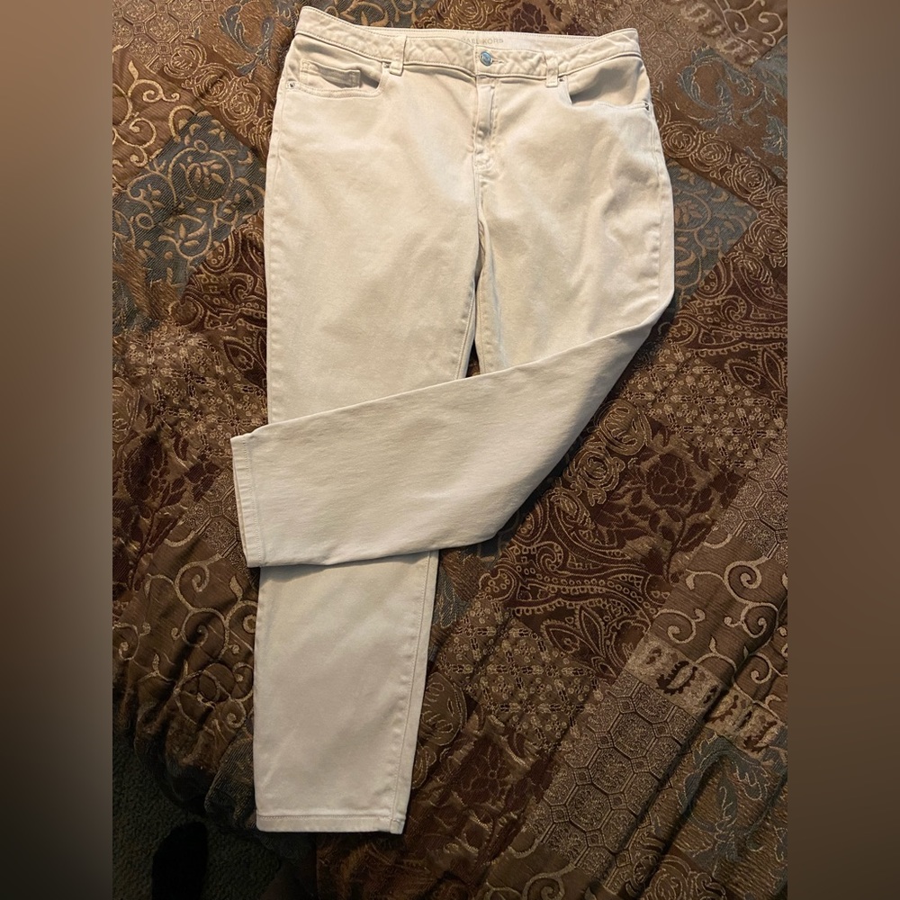 Michael Kors Beige Izzy Skinny Stretch Jeans, Size 12.